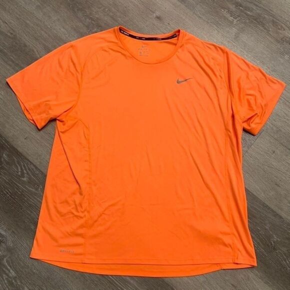 Nike Dri-Fit Neon Orange Workout Athletic Shirt Men XXL Running Bin O-3 - Picture 5 of 5